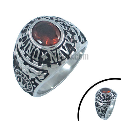 Stainless steel jewelry military ring United states navy ring with CZ SWR0049R - Click Image to Close